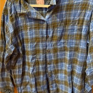 SO Blue and Brown Plaid Button Down Shirt